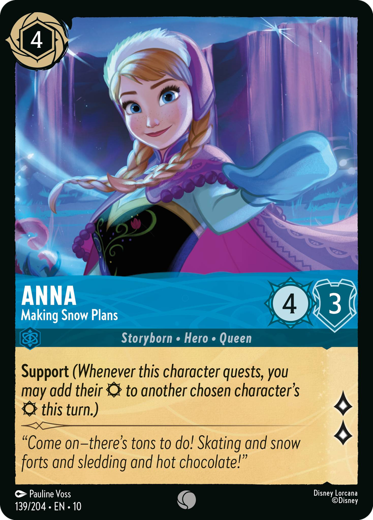 lorcana anna card - Shimmering Skies - - Diplomatic Queen (Legendary) variation to centering Does Anna's 'I was born