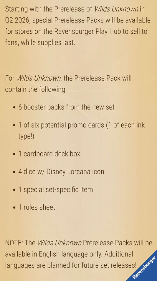 Lorcana (Set 12) Prerelease Pack l Wilds Unkonwn ชำระเงินเมื่อประกาศรายชื่อ