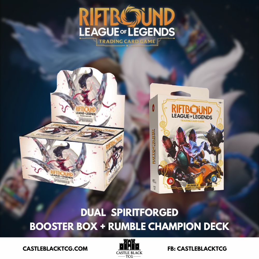 Riftbound: Spiritforged - Dual
Booster Box + RUMBLE champion deck l League of Legends TCG