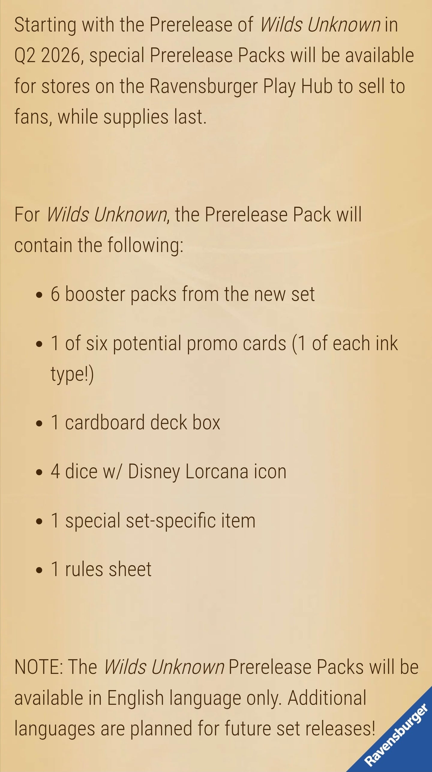 Lorcana (Set 12) Prerelease Pack l Wilds Unkonwn ชำระเงินเมื่อประกาศรายชื่อ
